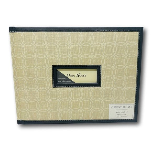 Hallmark Guest Book Multi Occasion Tan with Black Open House Party Memorial Vaca - Picture 1 of 6